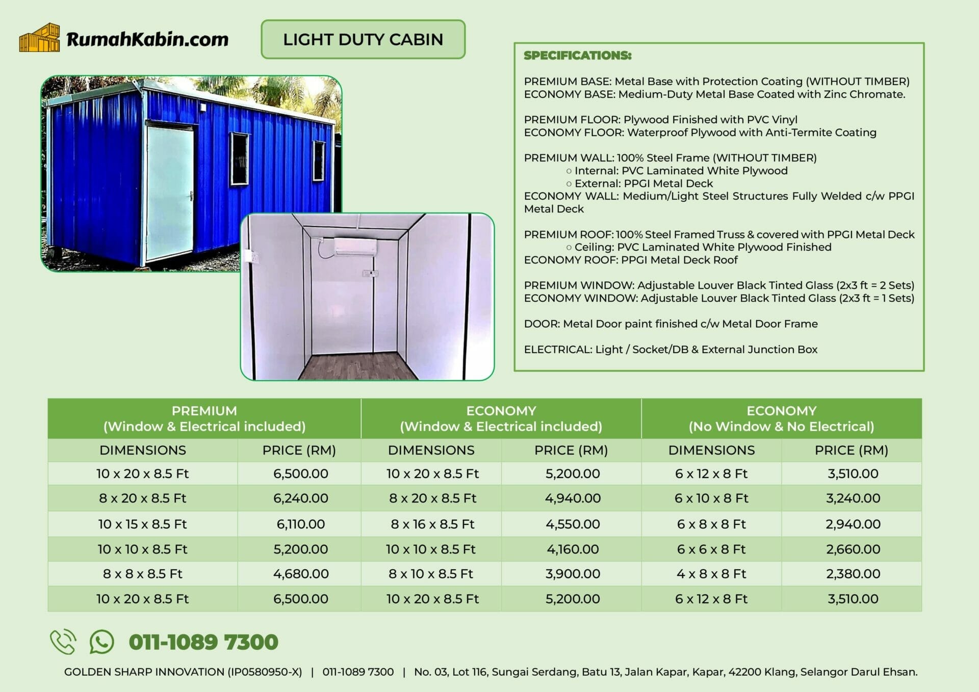 Light Duty Cabin RumahKabin.com